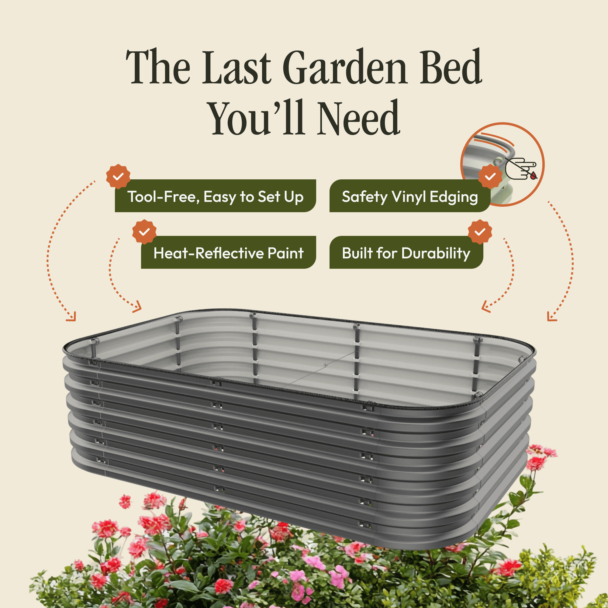 "No Tools Needed" Premium Metal Raised Garden Bed Kit