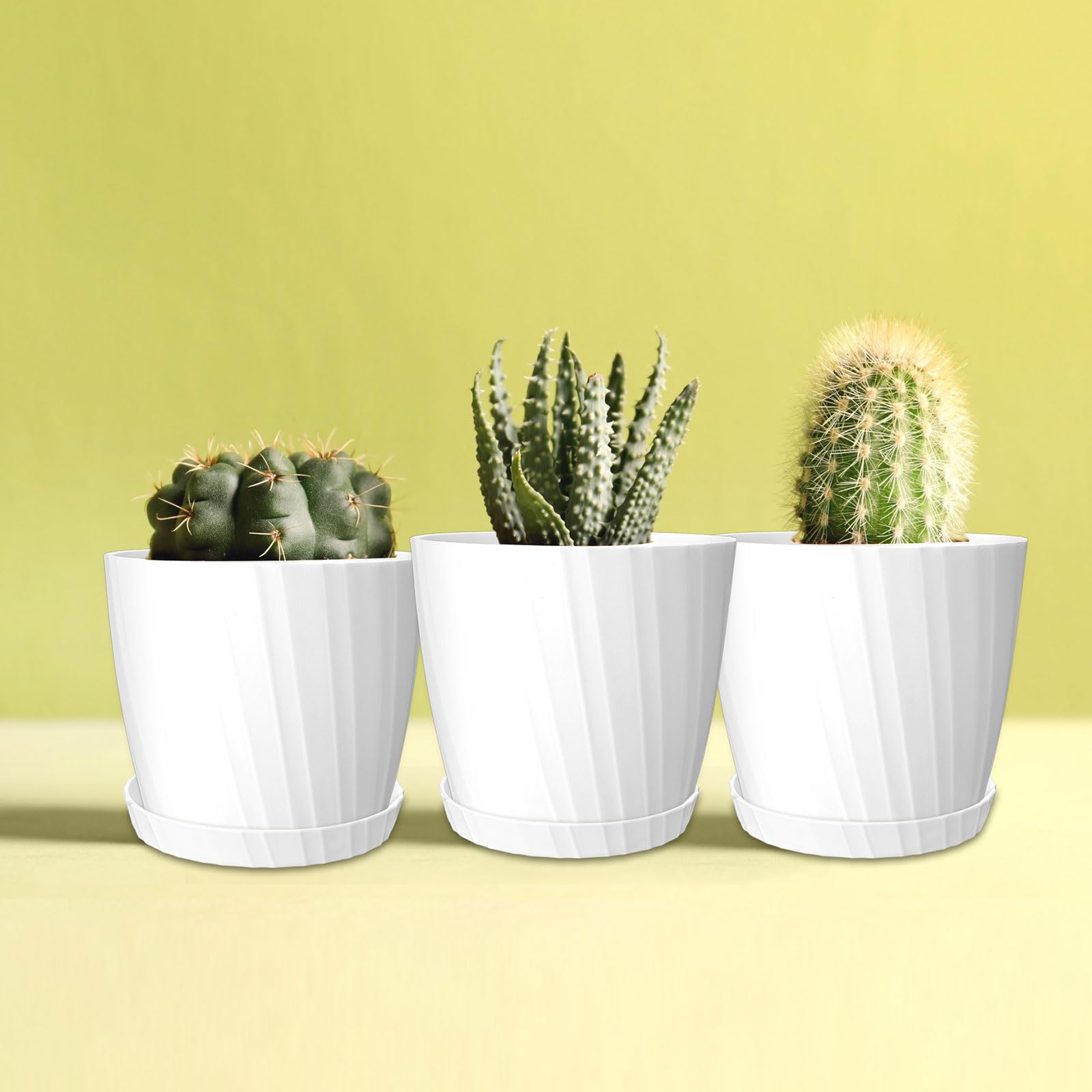 30 Pcs 4.5 Inch White Plastic Plant Pots with Drainage Holes & Saucers