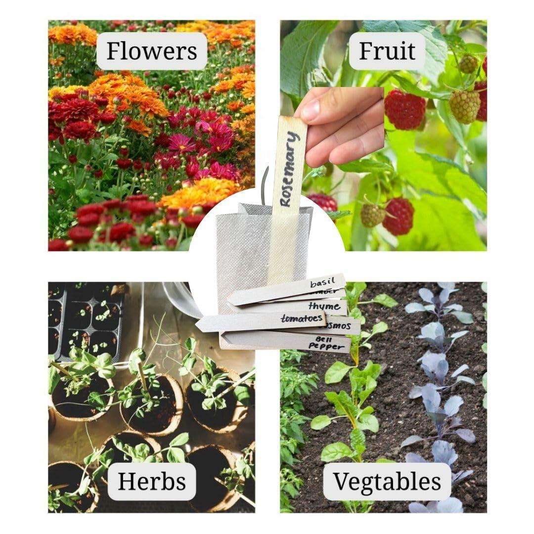 15-Pack Biodegradable 3.5" Plant Grow Bags with Labels