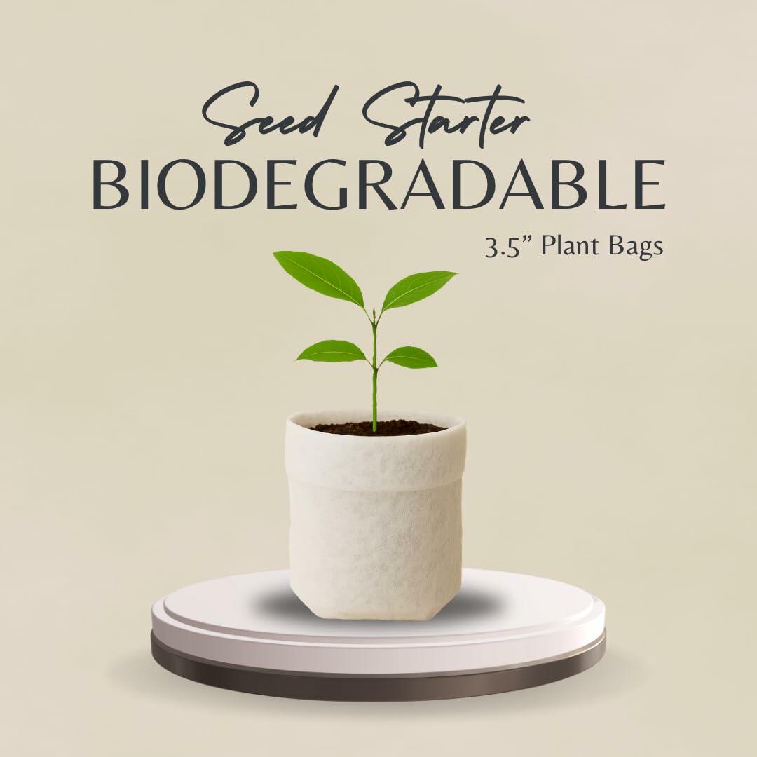 15-Pack Biodegradable 3.5" Plant Grow Bags with Labels